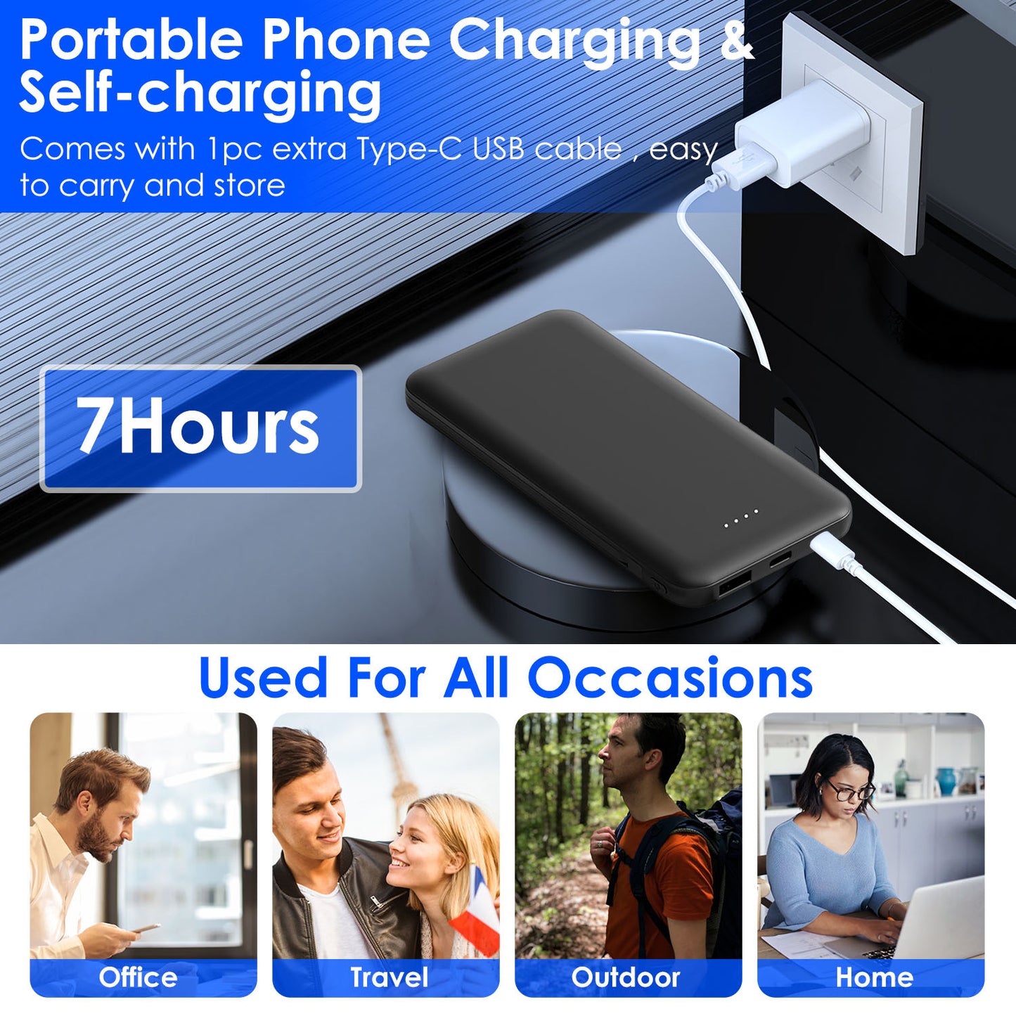 1Pc 10000mAh Power Bank