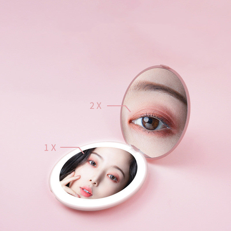 Mini makeup mirror with led light USB charger