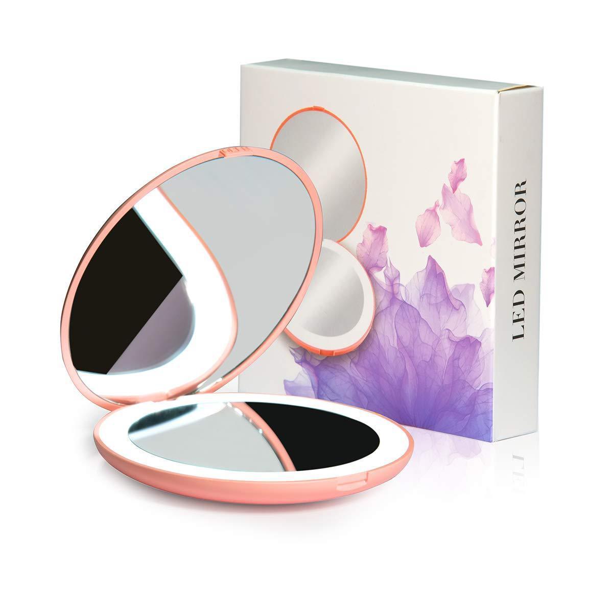 Mini makeup mirror with led light USB charger