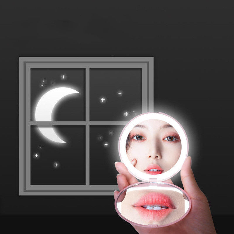 Mini makeup mirror with led light USB charger
